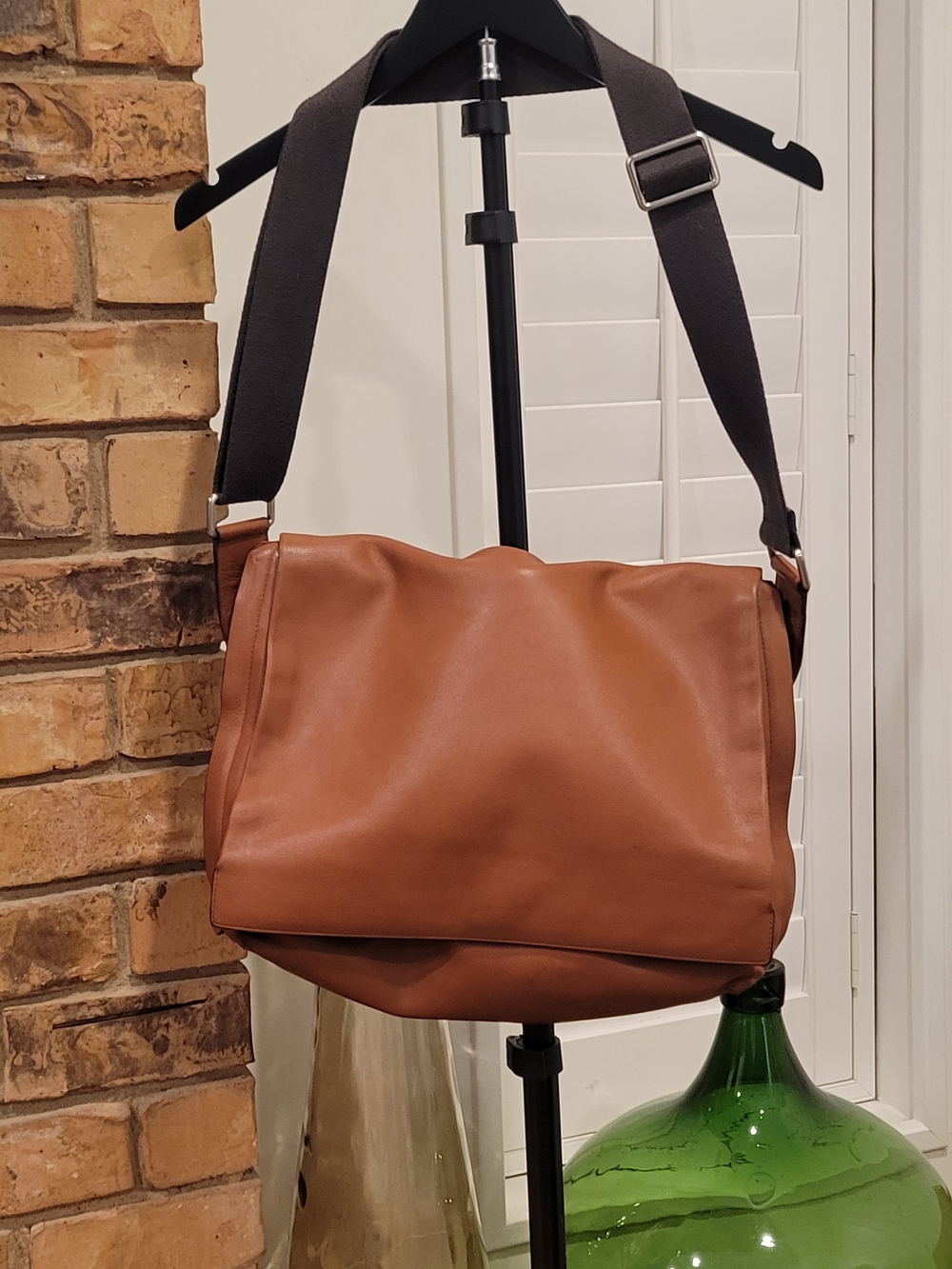 Skagen Brown Leather Messenger Bag with Black Strap